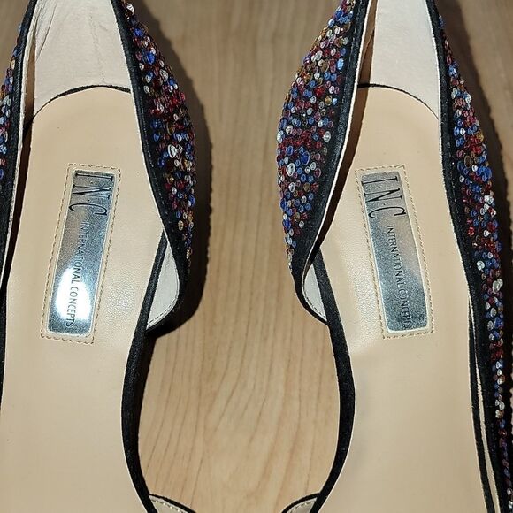 INC INTERNATIONAL CONCEPTS KENJAY D'ORSAY BLACK SEQUINED PUMPS, SIZE 9.5 - Picture 5 of 12